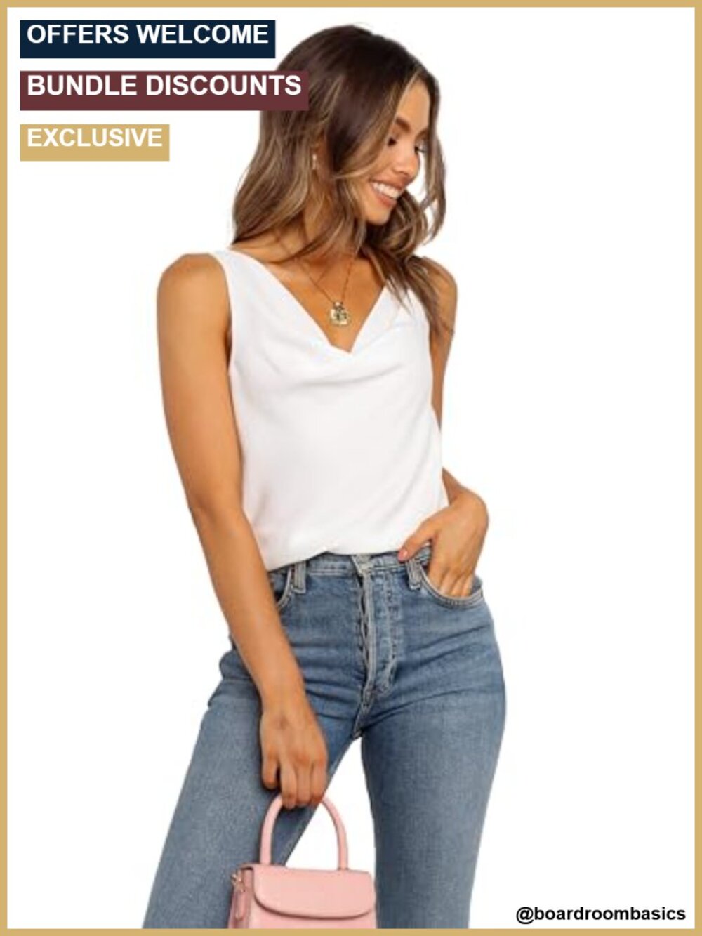 Cowl Neck Satin Feel Sleeveless Tank Top Casual Evening A-Line Blouse
